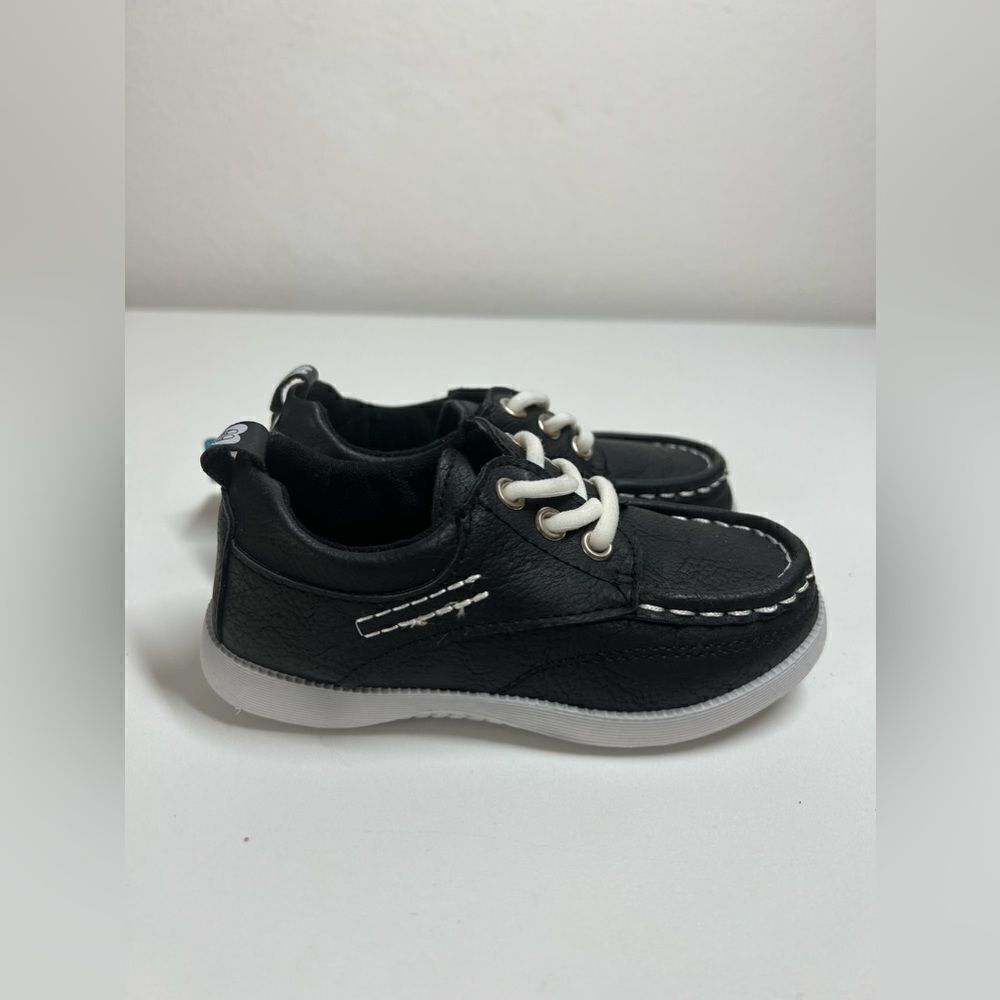 Stepping Stones | Navy Boat Shoe - Boys Black White Size 8